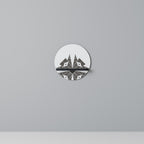 MONOCHROME NEXUS Round Art Shelf In Black Finish