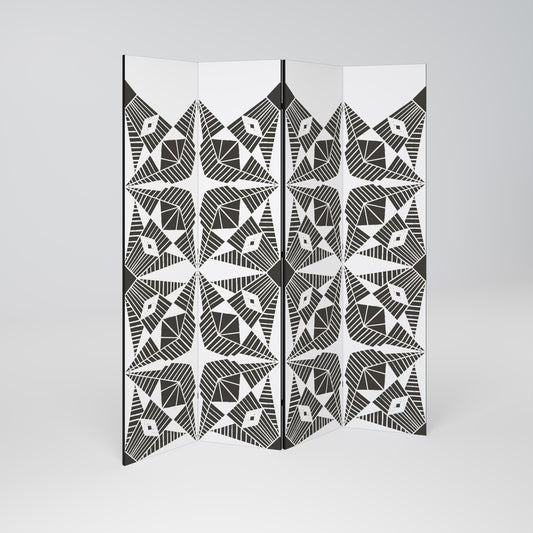 MONOCHROME NEXUS Decorative 4-Panel Room Divider