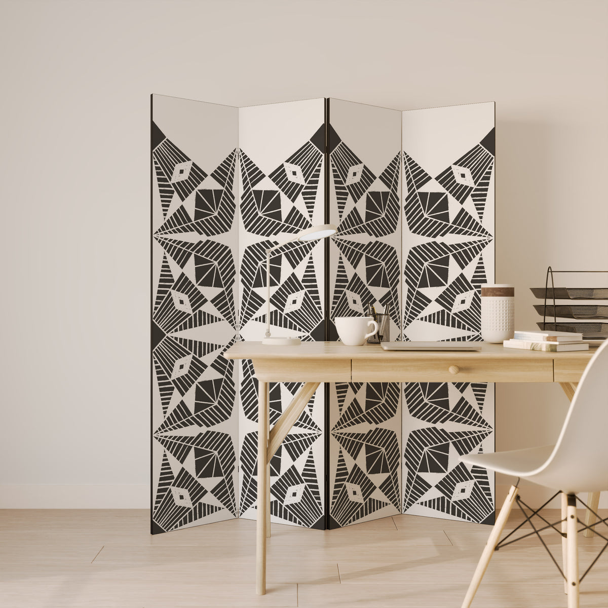 MONOCHROME NEXUS 4-Panel Room Divider