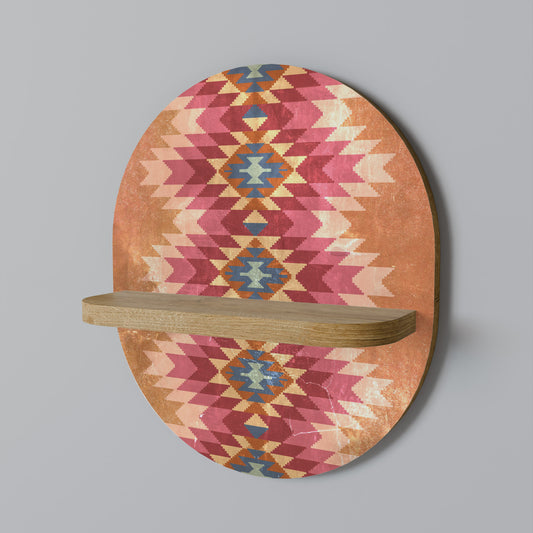 INDIAN FOLK Oval konsthylla i ekeffekt