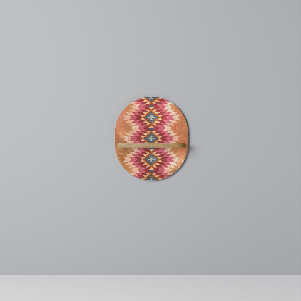 INDIAN FOLK Oval konsthylla i ekeffekt
