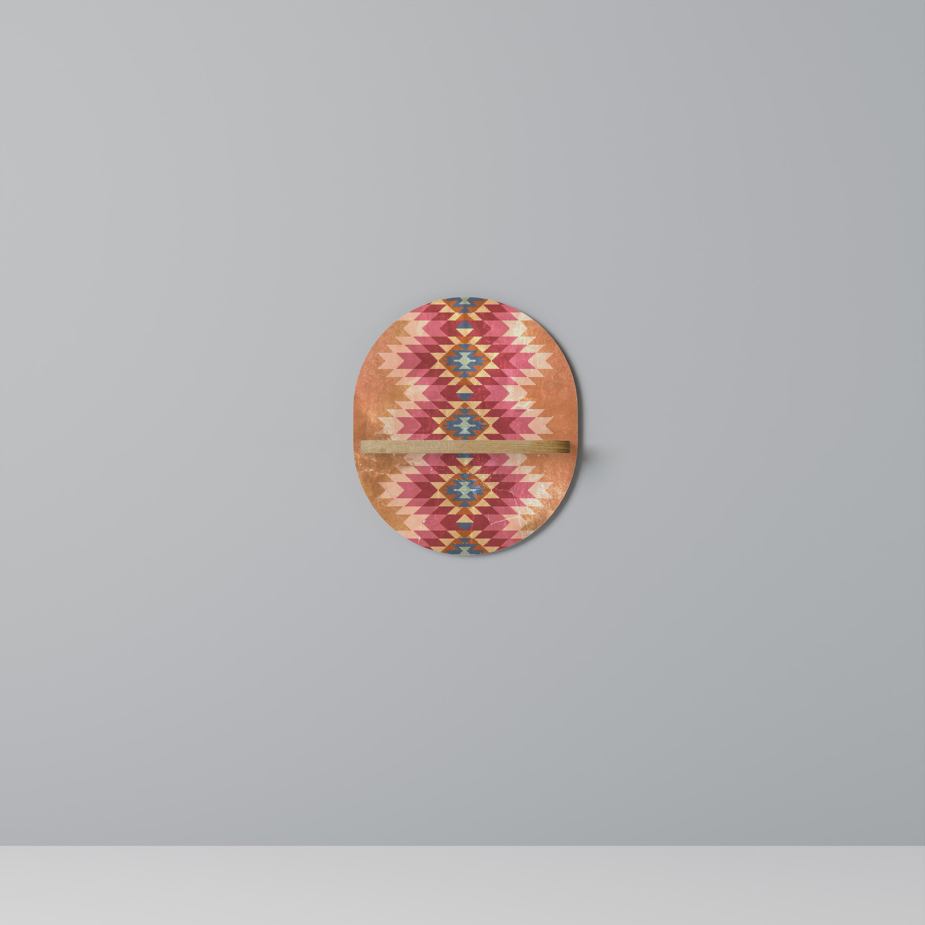 INDIAN FOLK Oval konsthylla i ekeffekt