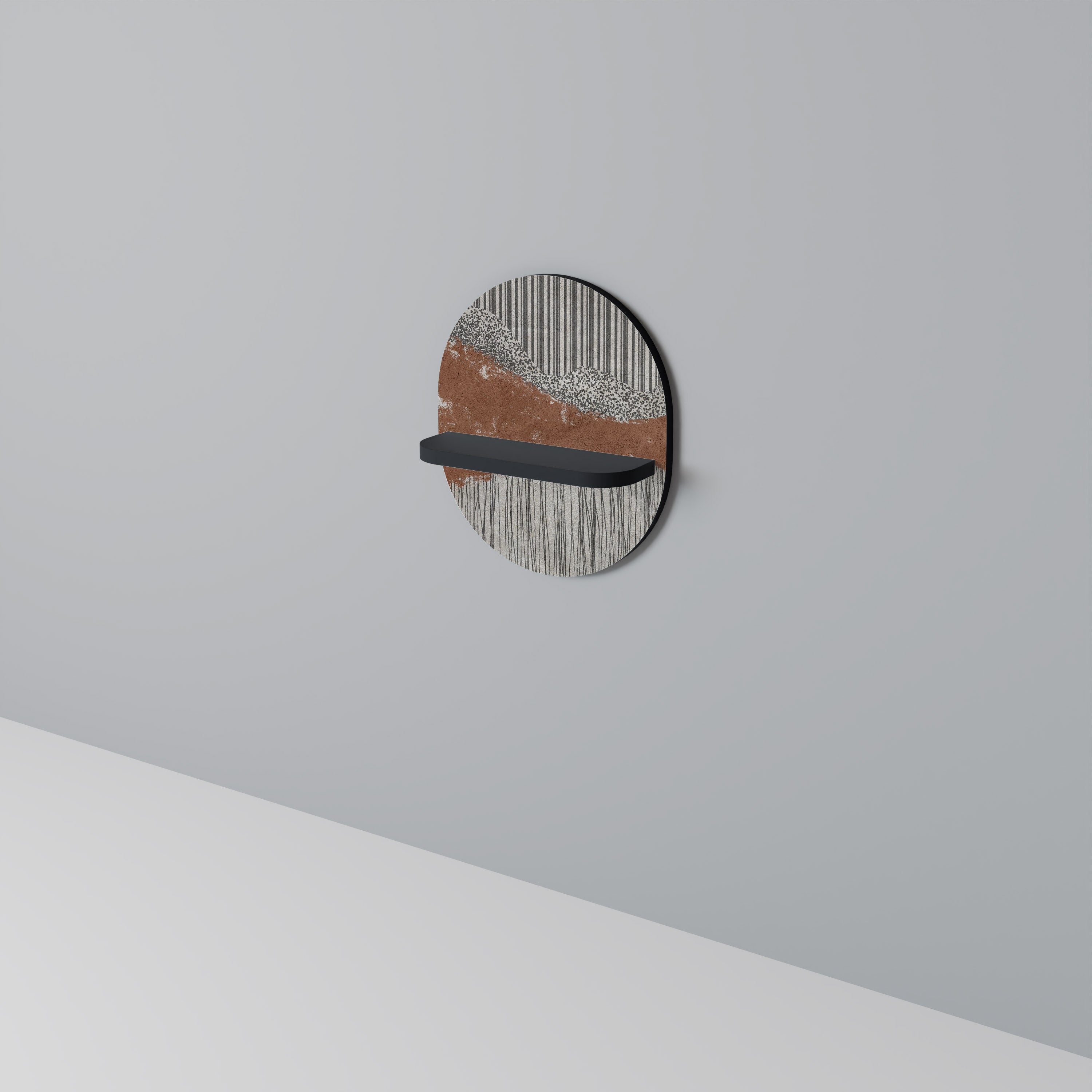 RANDAD TERRÄN Oval konsthylla i svart finish