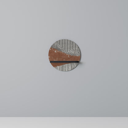 STRIPED TERRAIN Round Art Shelf In Black Finish