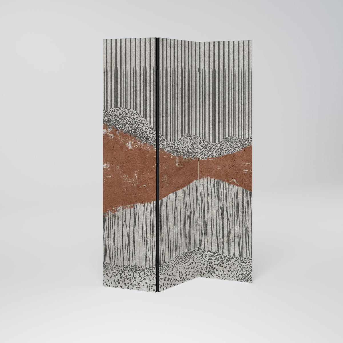 STRIPED TERRAIN Dekorativ rumsavdelare – 3 paneler