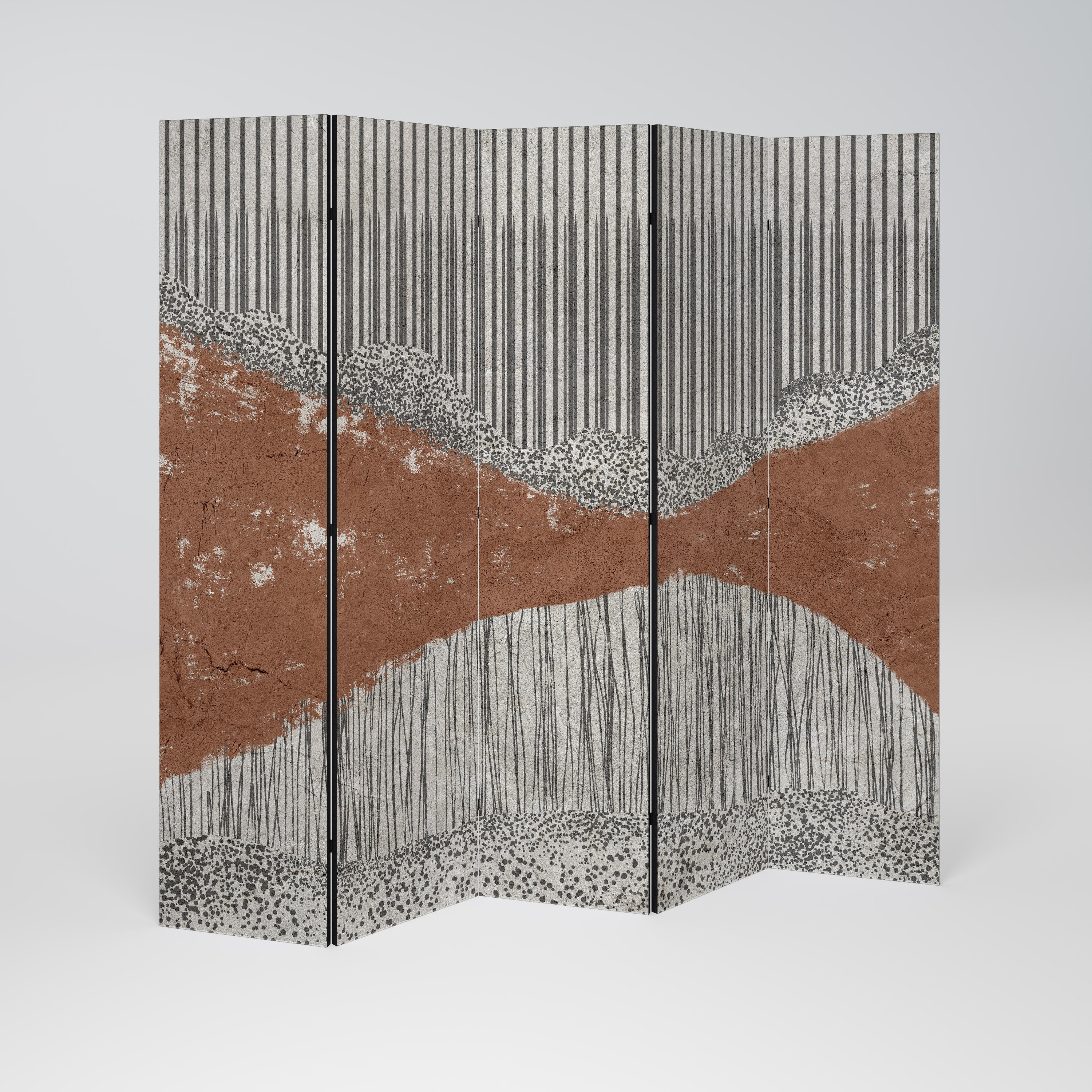 STRIPED TERRAIN Dekorativ rumsavdelare – 5 paneler
