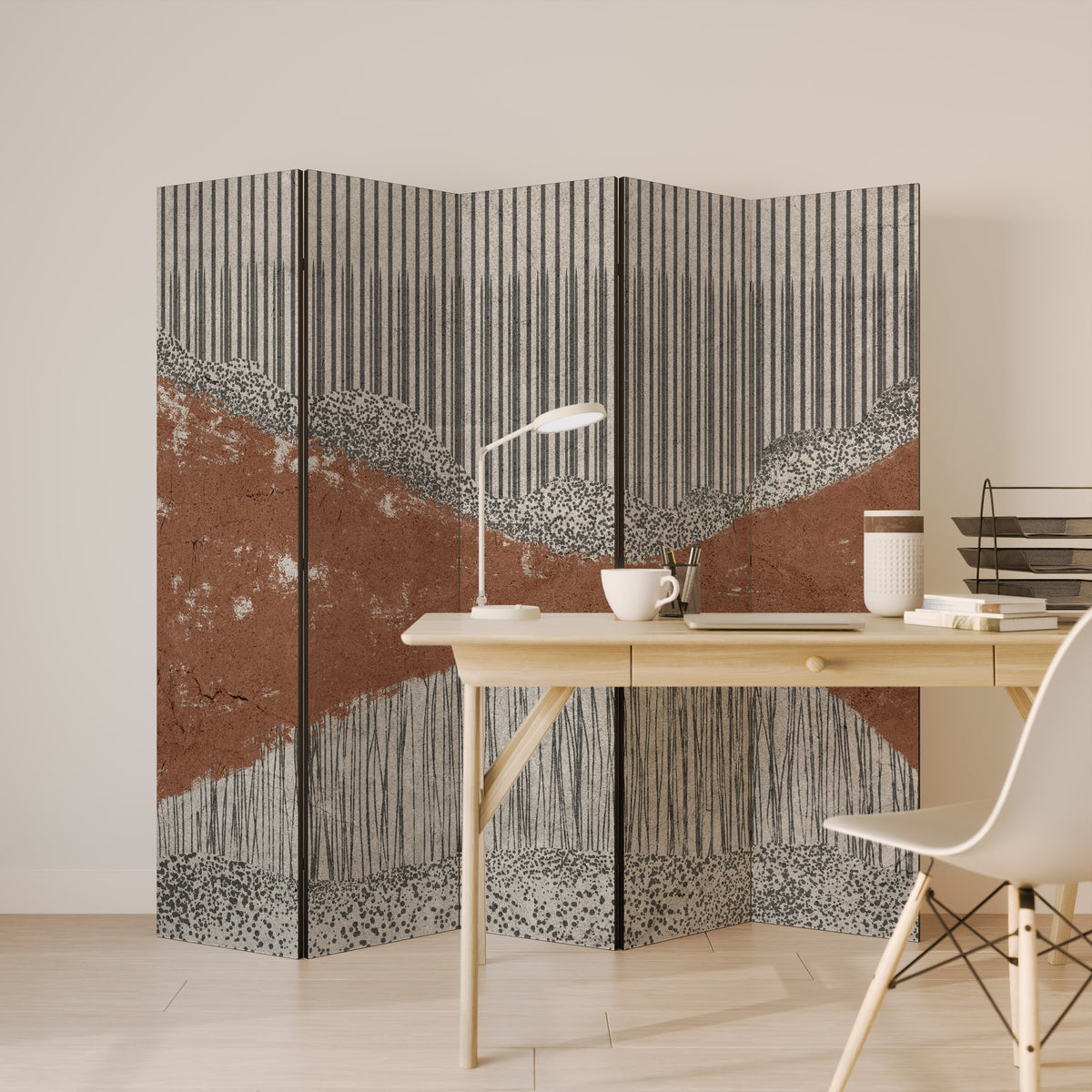 STRIPED TERRAIN Dekorativ rumsavdelare – 5 paneler