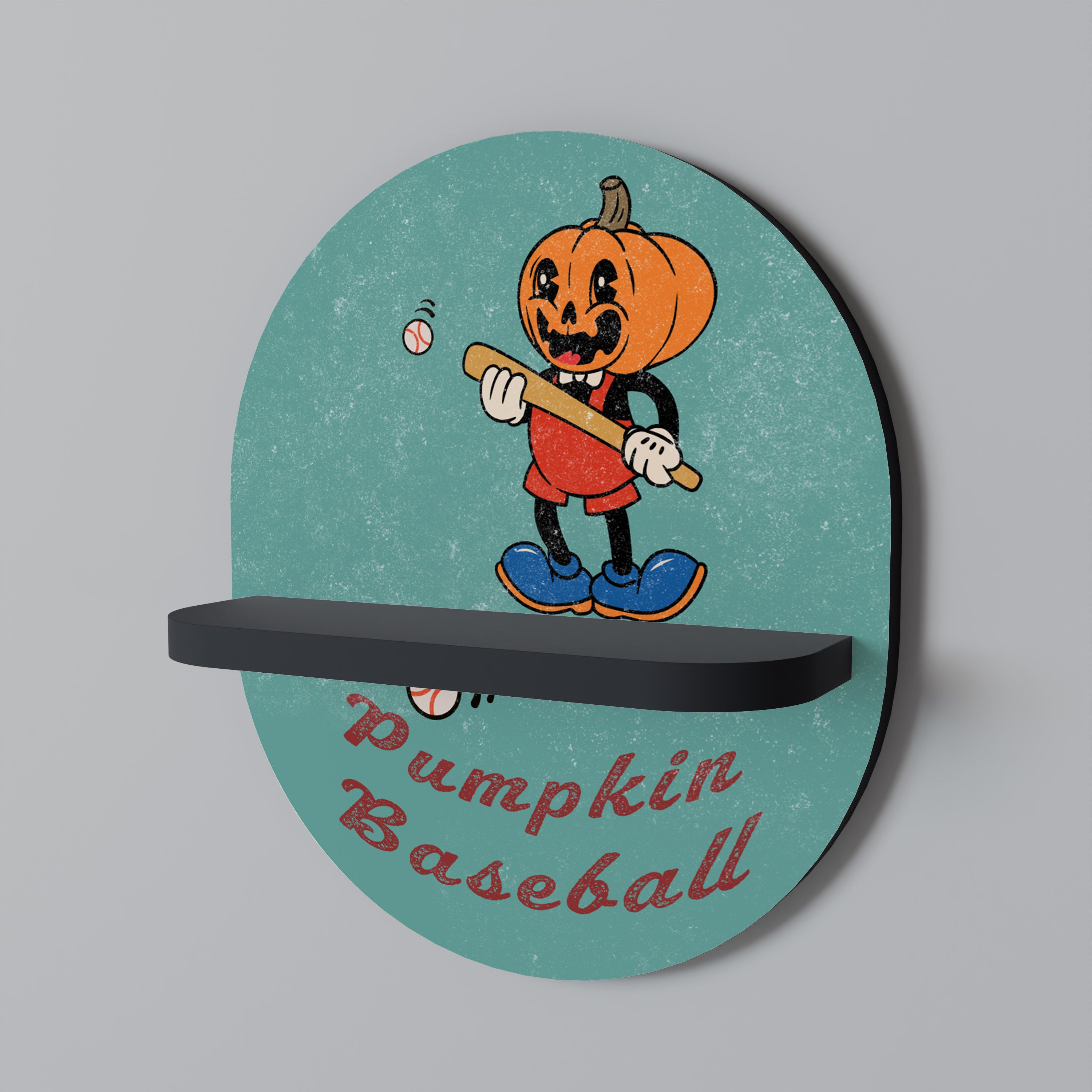 PUMPA BASEBALL Oval konsthylla i svart finish