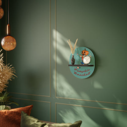 PUMPKIN BASEBALL Oval Art Shelf In Black Finish