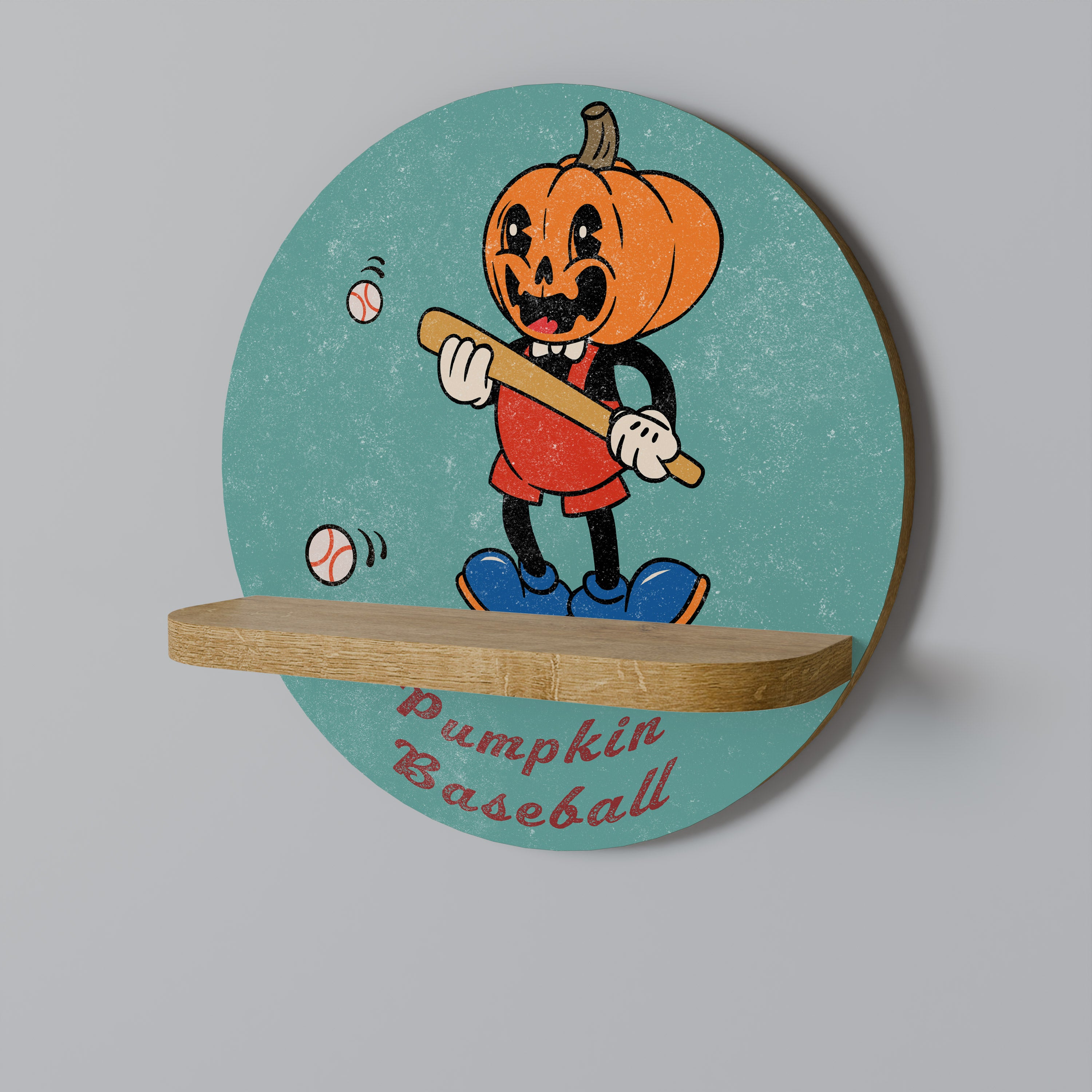 PUMPA BASEBALL Rund Konsthylla I Ekeffekt