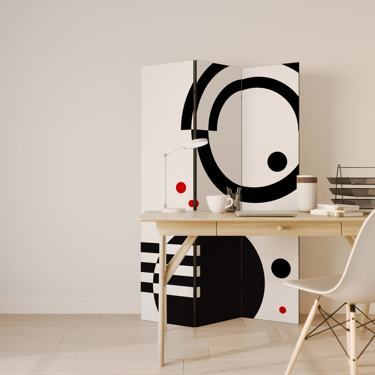 BLACK AND WHITE COMBINATION Dekorativ rumsavdelare – 3 paneler