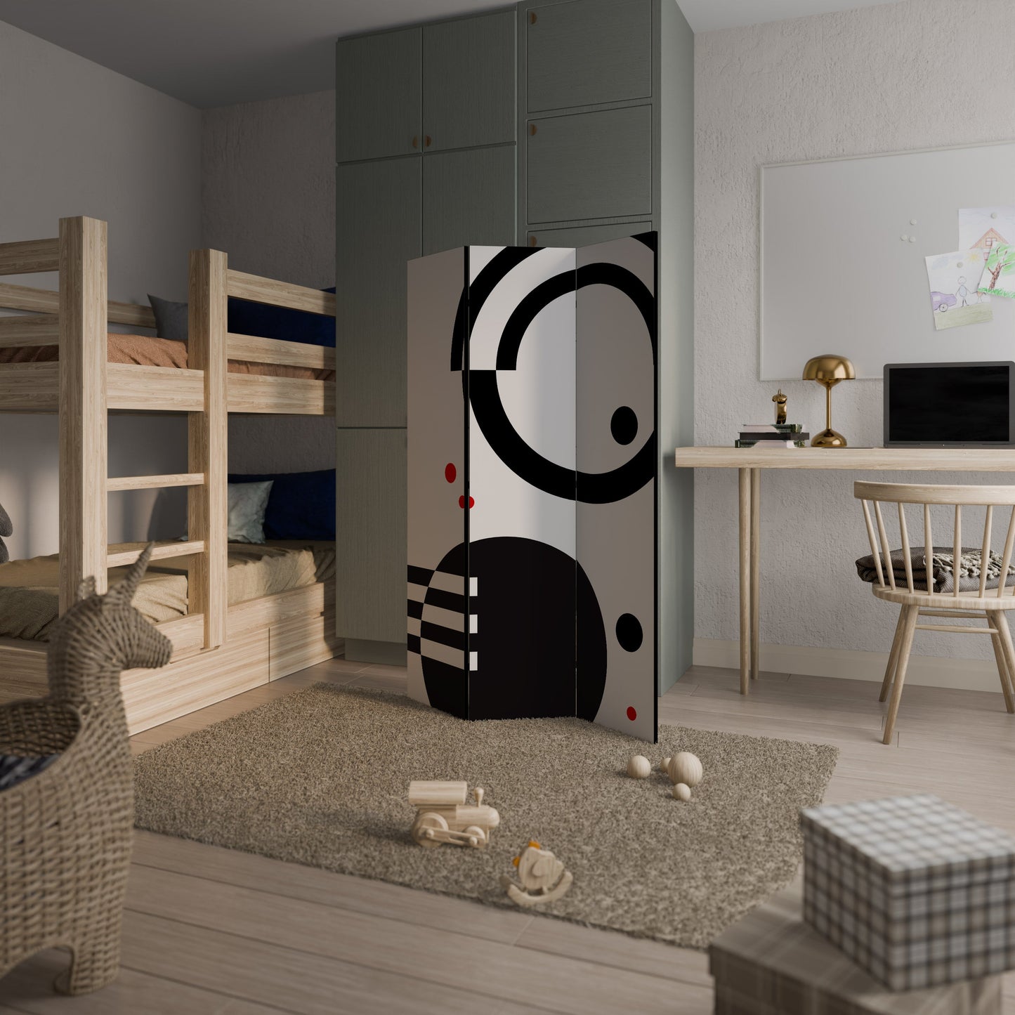 BLACK AND WHITE COMBINATION Decorative 3-Panel Room Divider