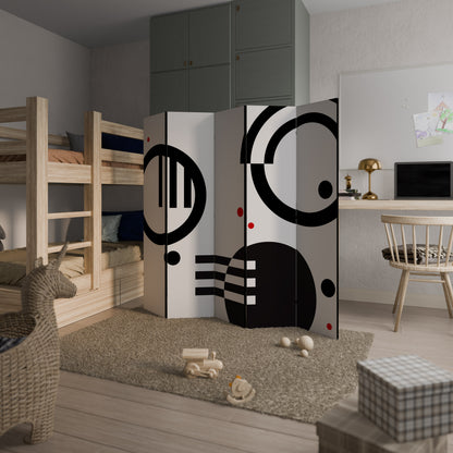 BLACK AND WHITE COMBINATION 5-Panel Room Divider