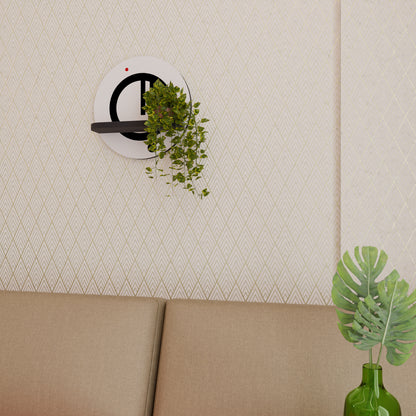 MINIMAL DOTS Round Art Shelf In Black Finish