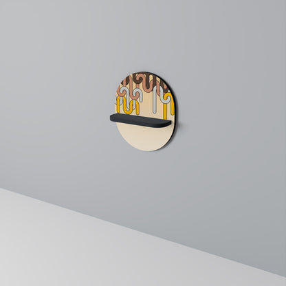 FÄRGRIKA STRÄNGAR Oval konsthylla i svart finish