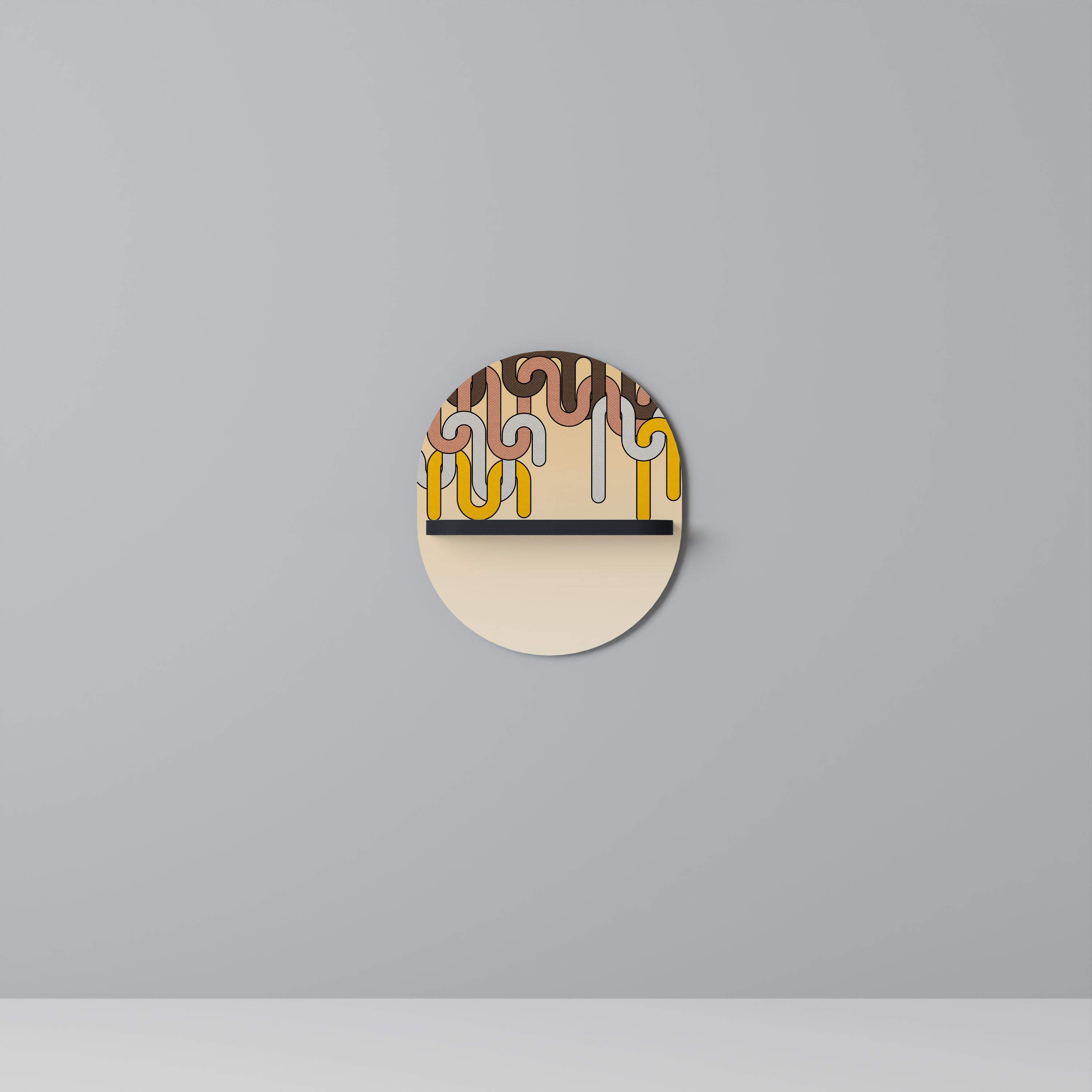 FÄRGRIKA STRÄNGAR Oval konsthylla i svart finish