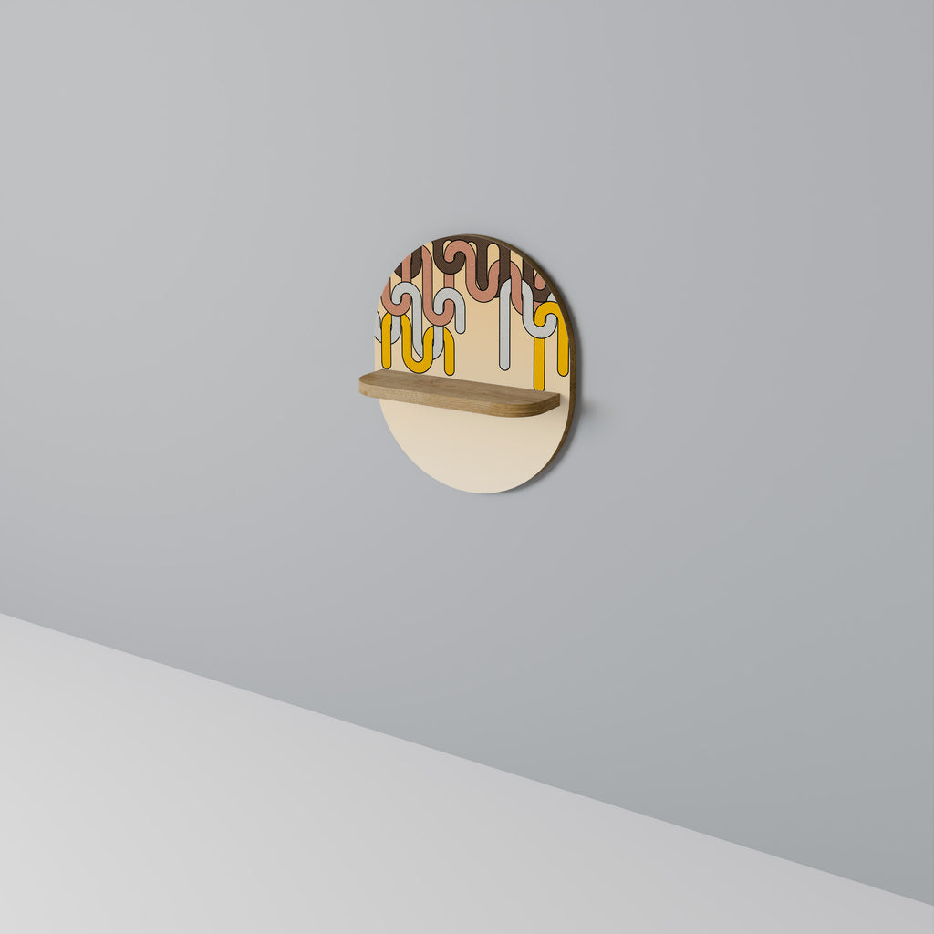 FÄRGRIKA STRÄNGAR Oval konsthylla i ekeffekt