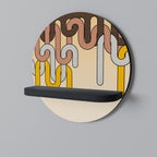 FÄRGRIKA STRÄNGAR Rund konsthylla i svart finish