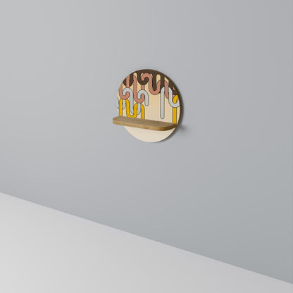 FÄRGRIKA STRÄNGAR Rund Konsthylla I Ekeffekt