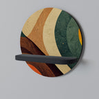 COLORFUL STRANDS Round Art Shelf In Black Finish