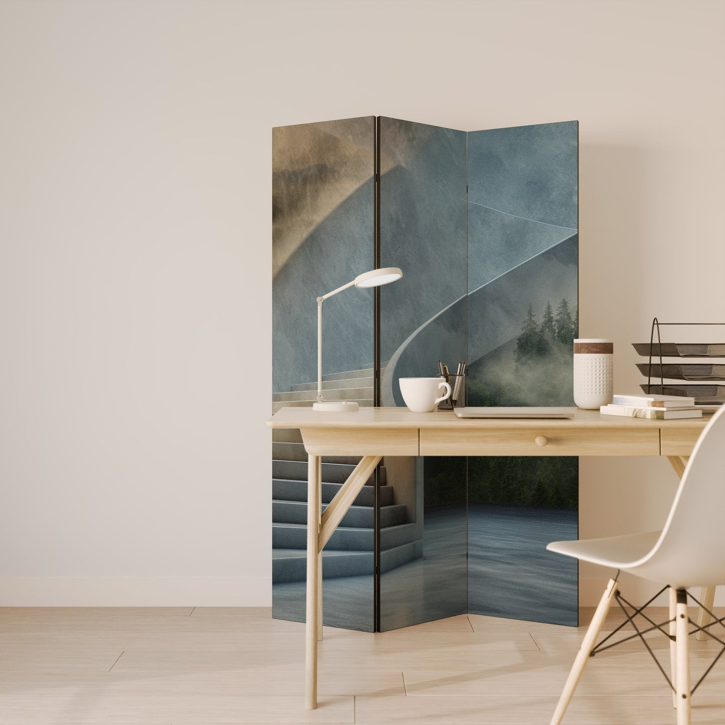 STEPS TO SERENITY Decorative 3-Panel Room Divider