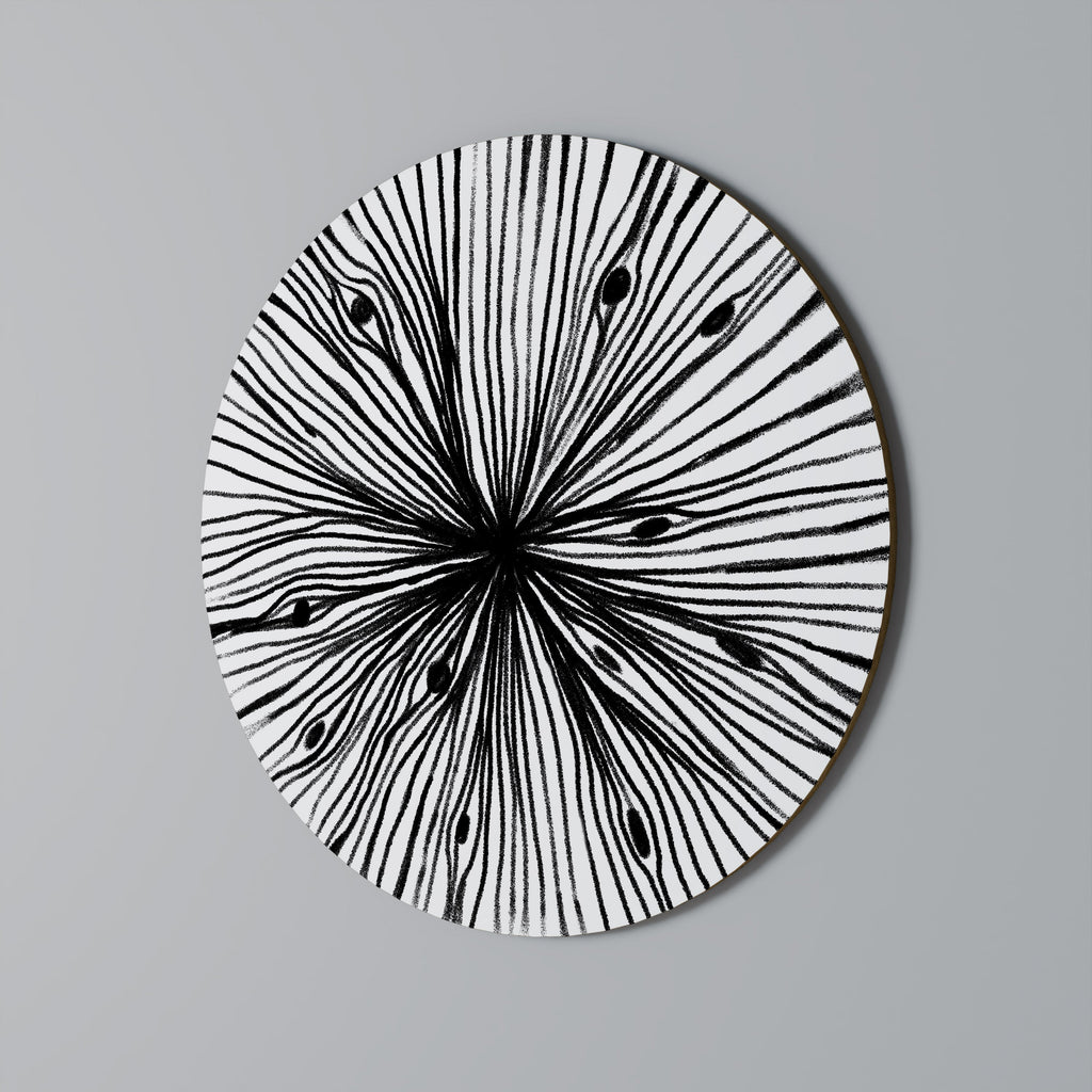 Rund väggdekoration med strålande filament