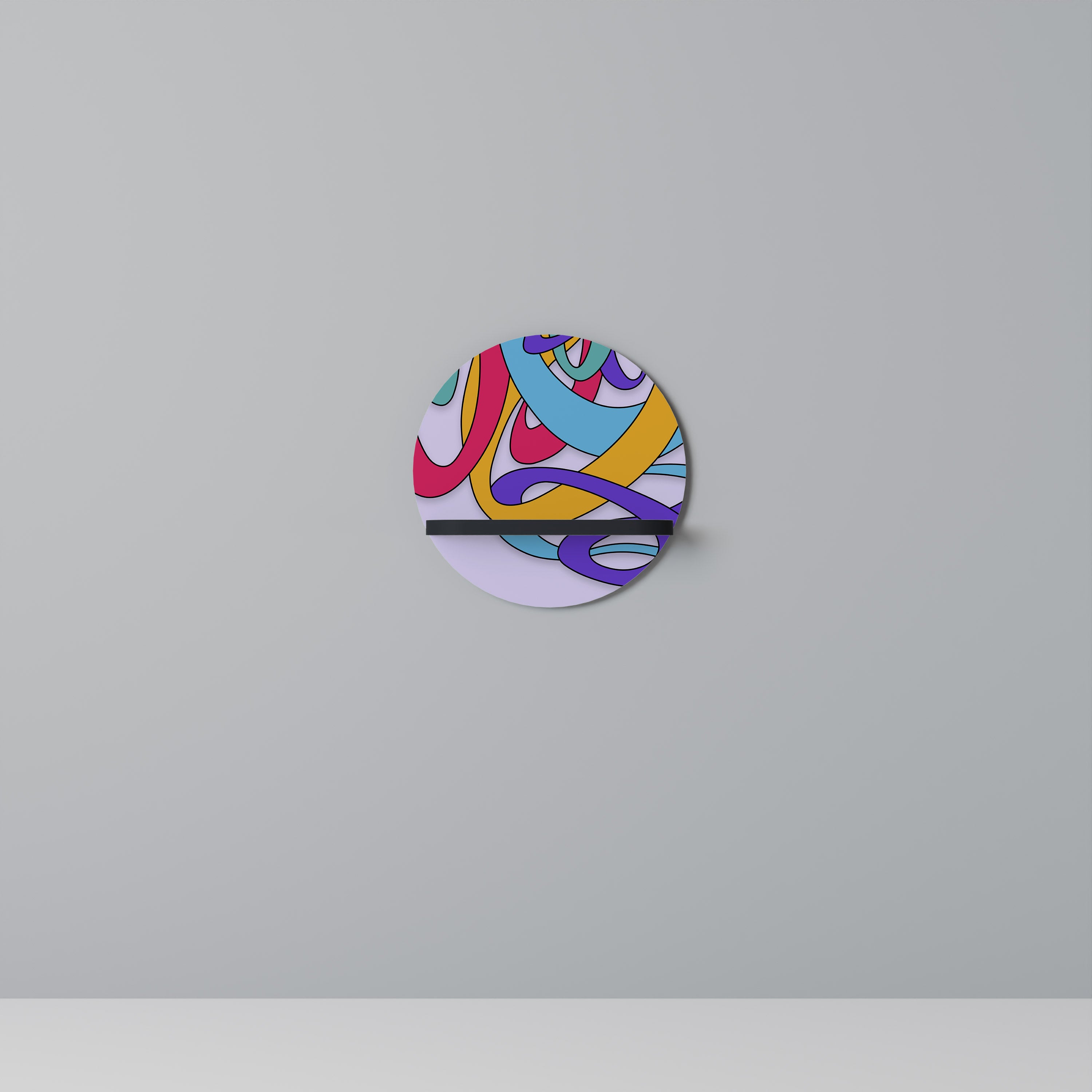 COLOR STREAM Rund konsthylla i svart finish