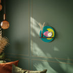 ANDLIGT STÖD Rund konsthylla i svart finish