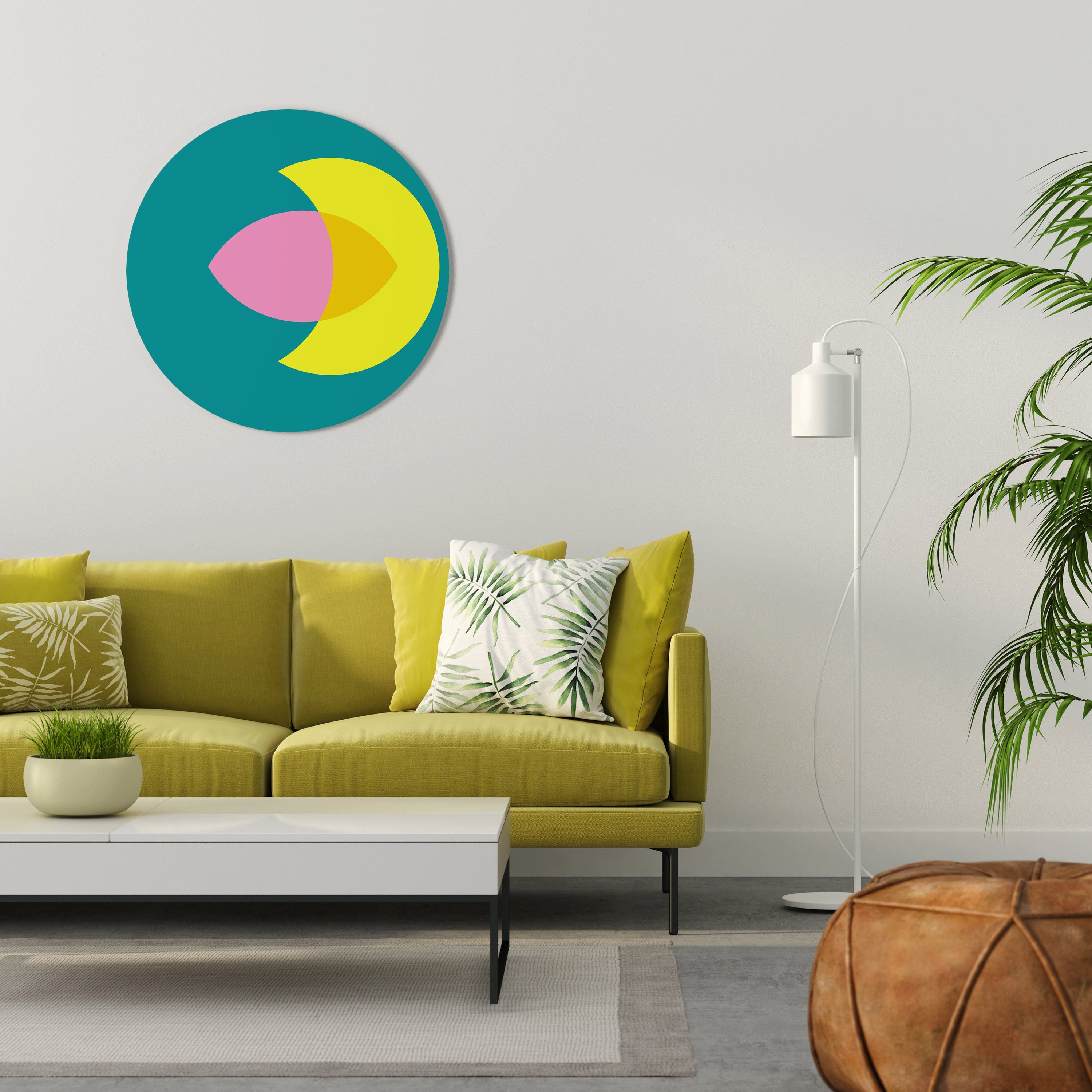 ANDLIGT STÖD Rund väggkonst