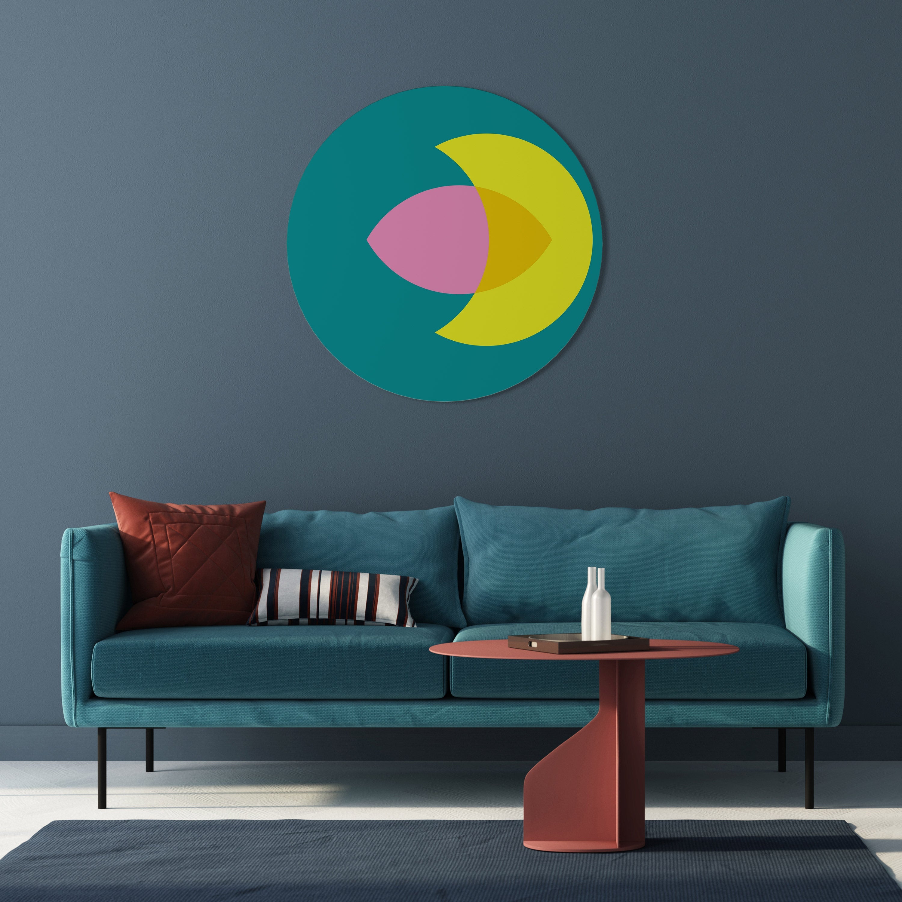 ANDLIGT STÖD Rund väggkonst