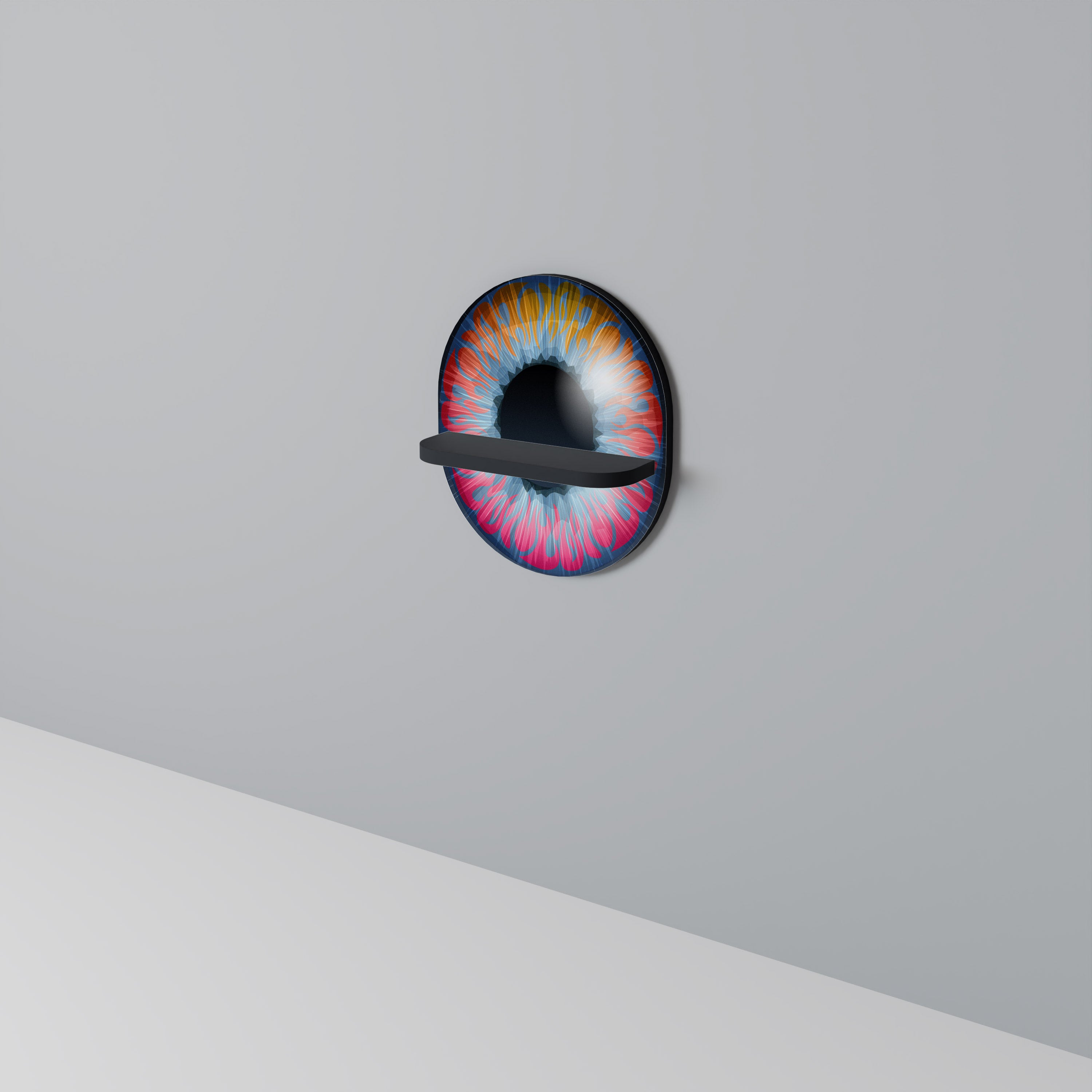 FANTASY EYE Oval konsthylla i svart finish
