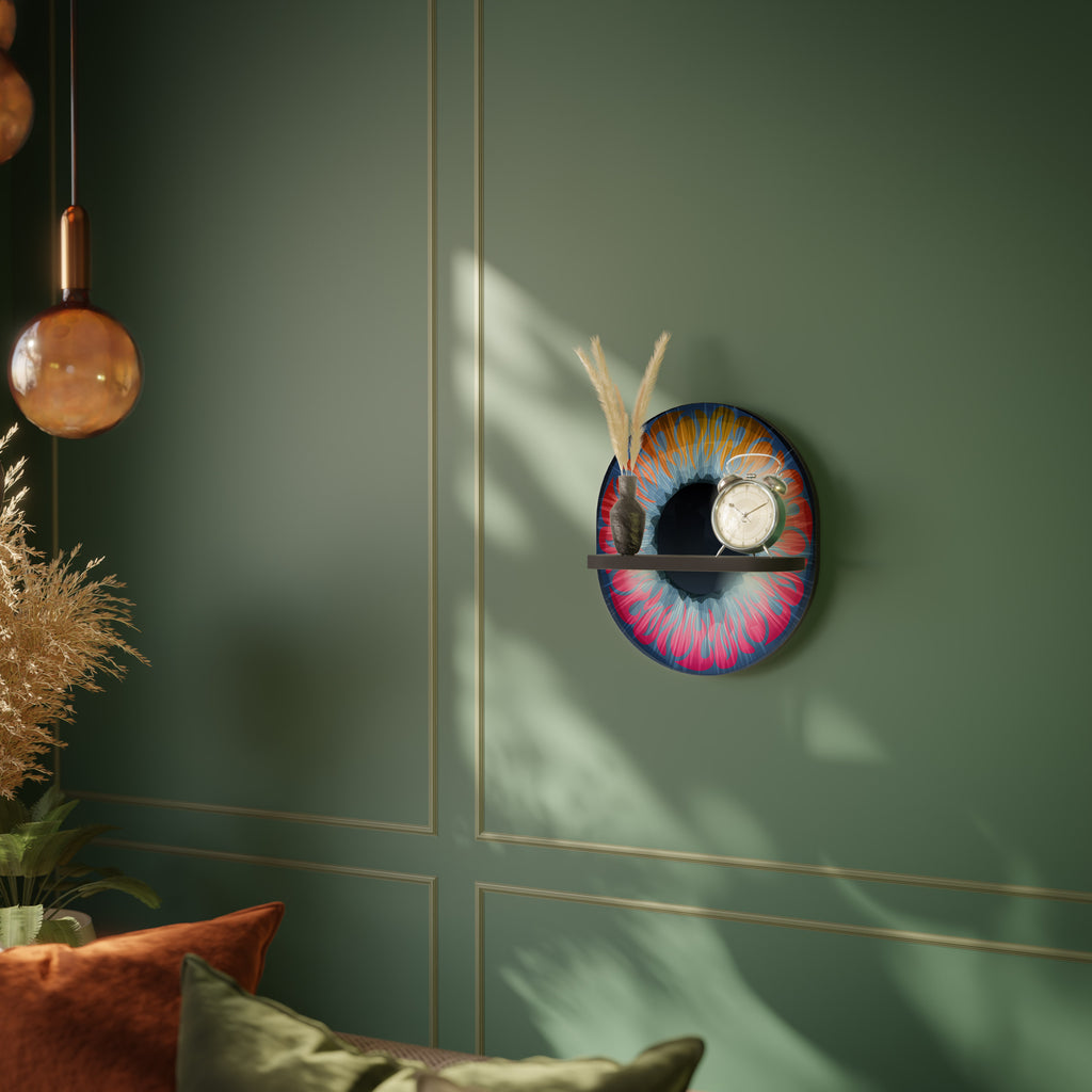 FANTASY EYE Oval konsthylla i svart finish