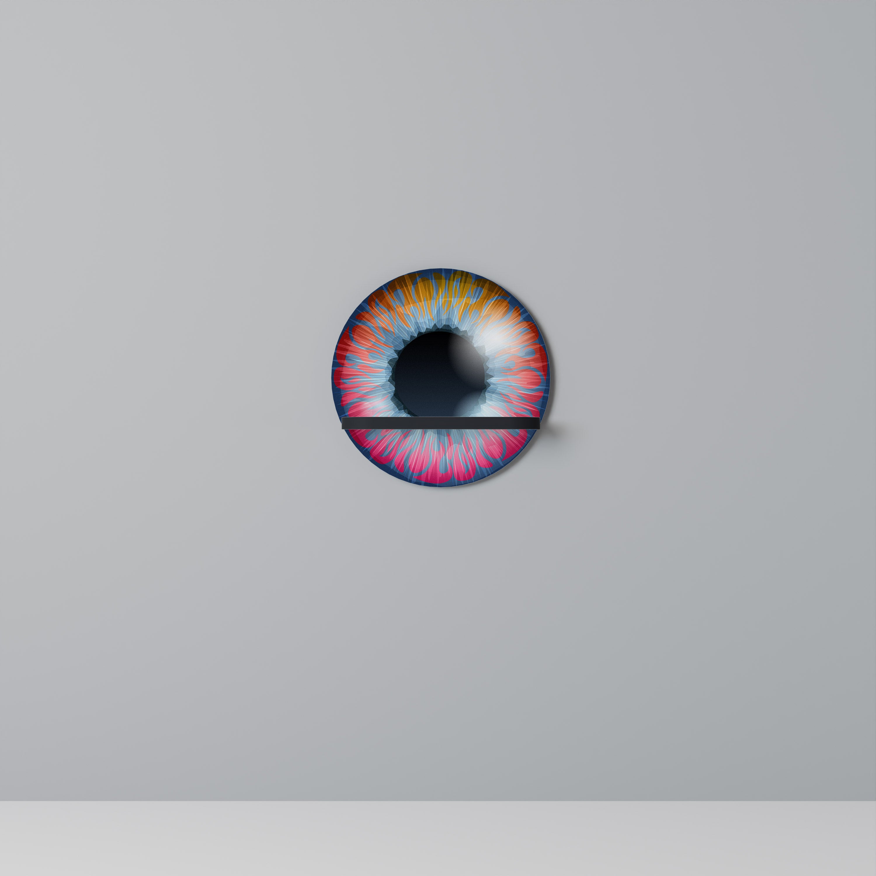 FANTASY EYE Rund konsthylla i svart finish