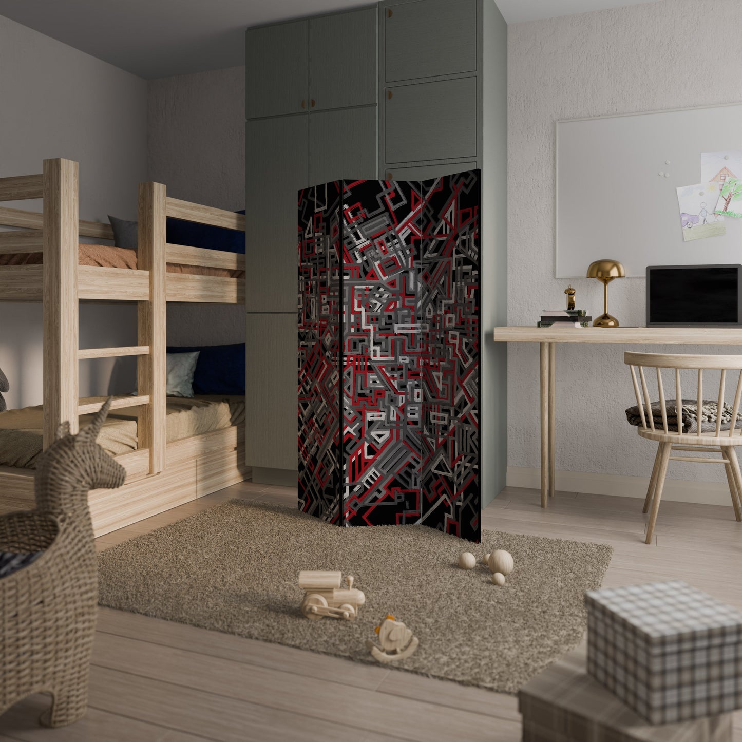BROKEN LINES Decorative 3-Panel Room Divider