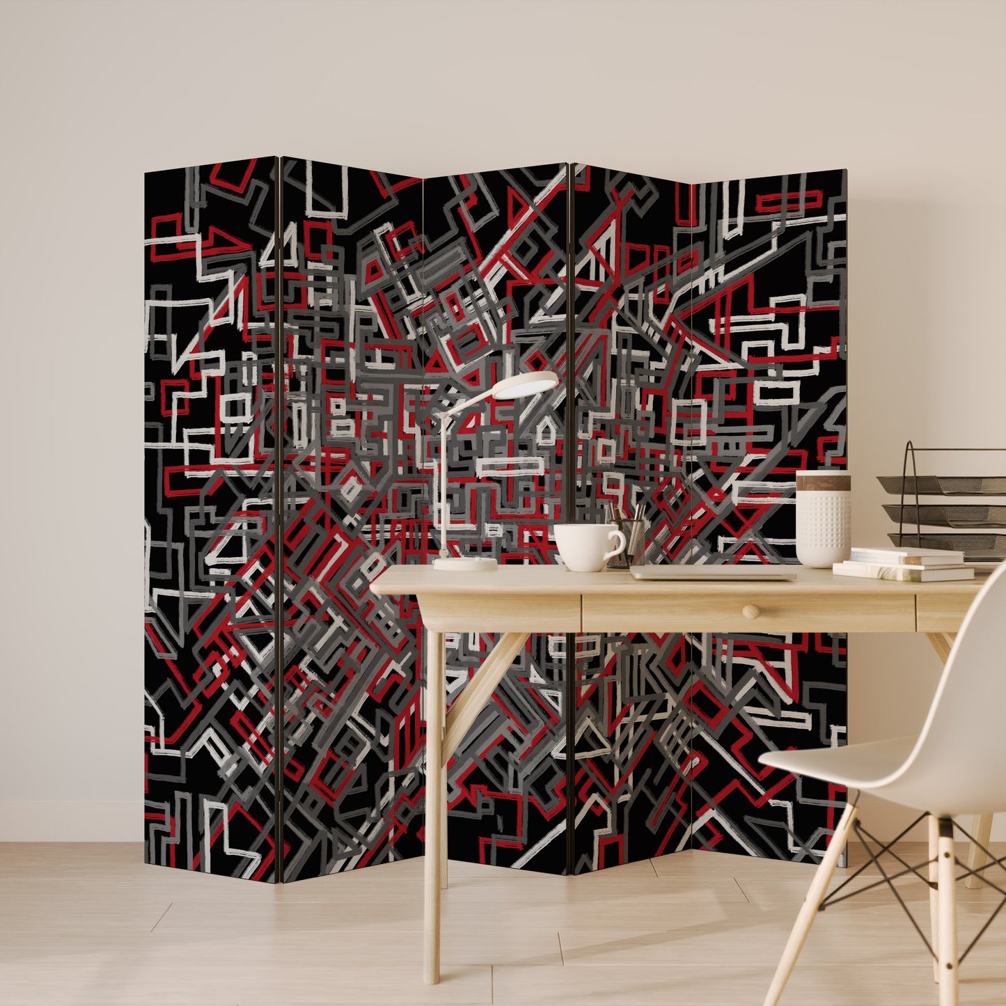 BROKEN LINES 5-Panel Room Divider