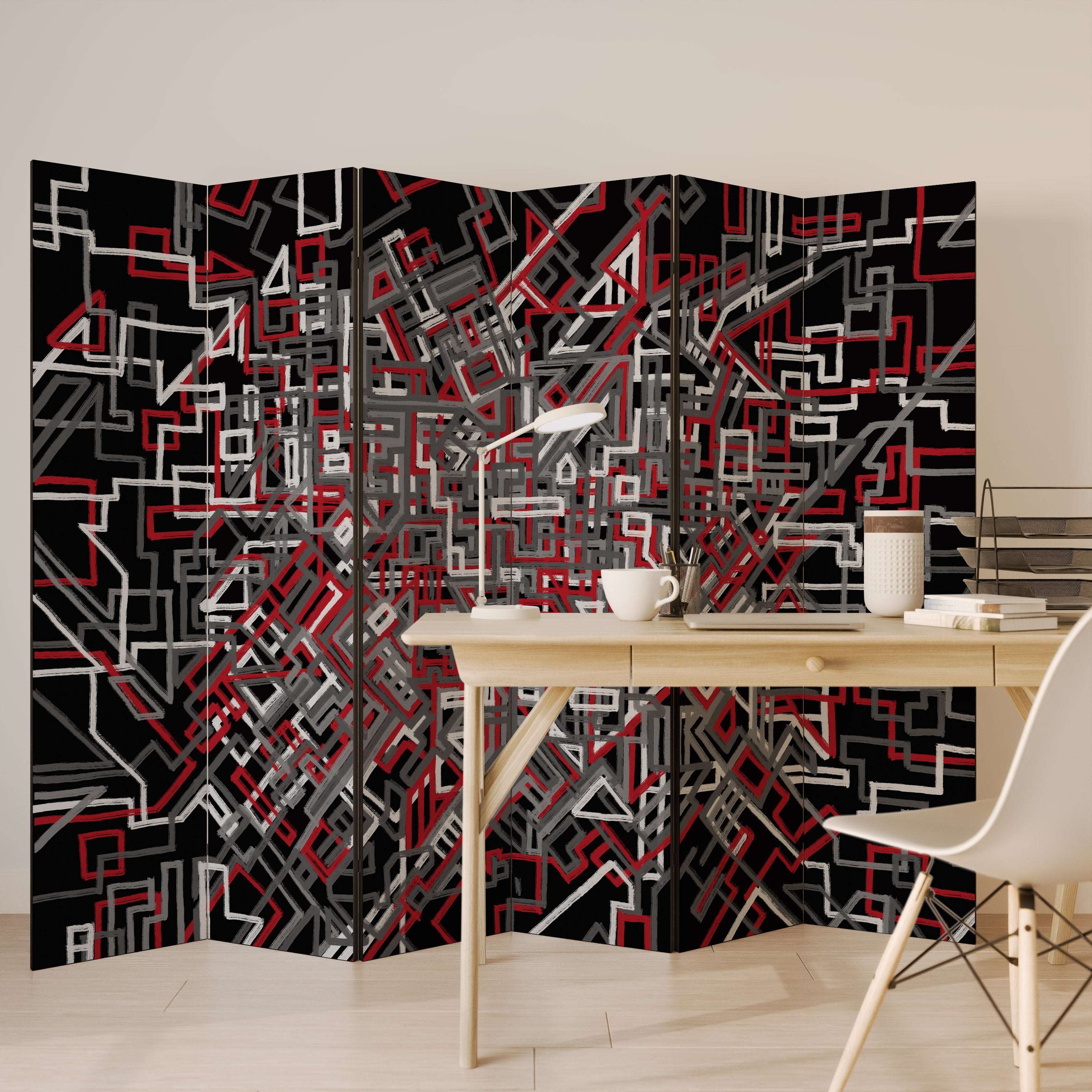 BROKEN LINES 6-Panel Room Divider