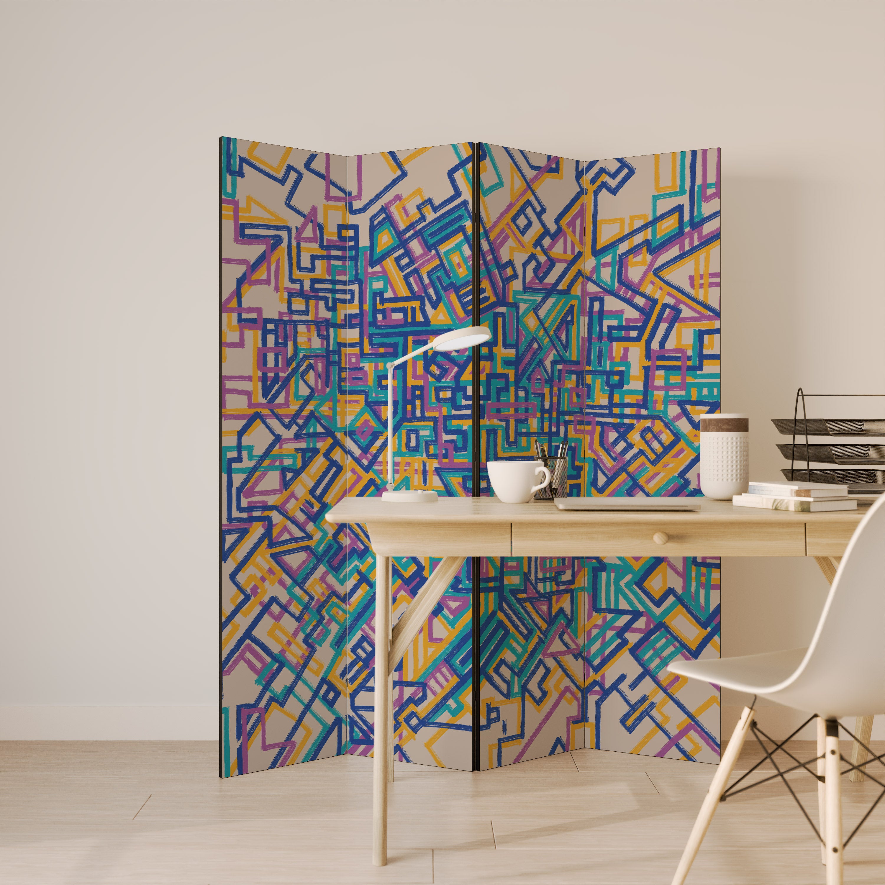 MEMORIES MAP 4-Panel Room Divider