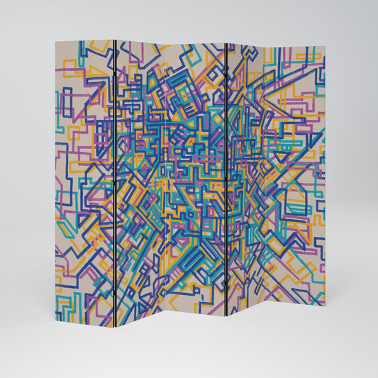 MEMORIES MAP Decorative 5-Panel Room Divider