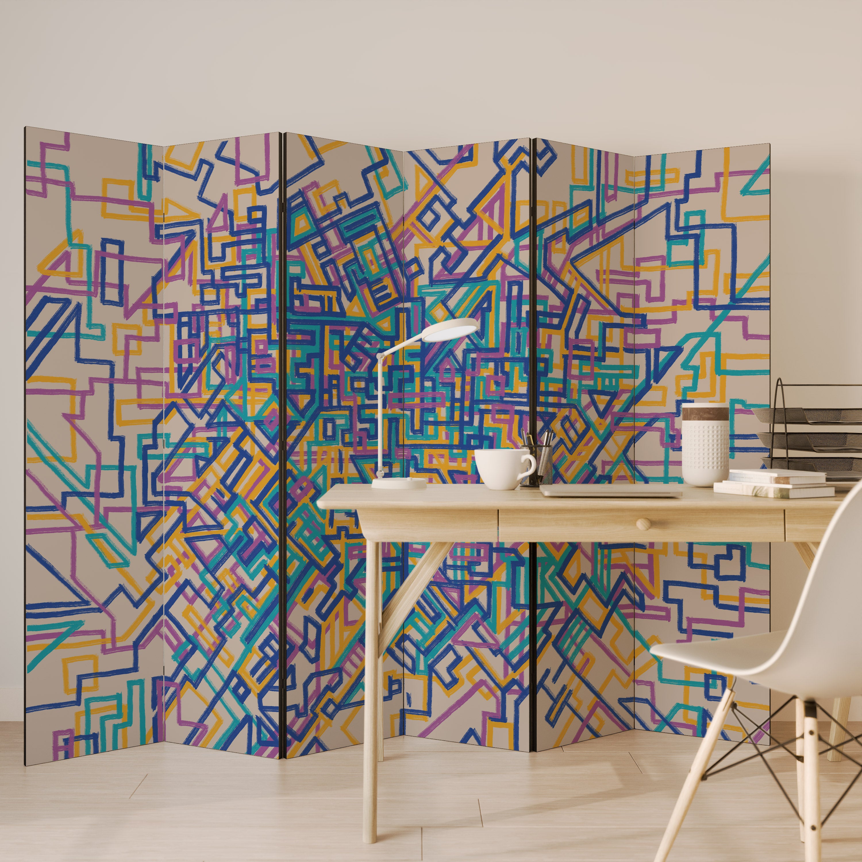 MEMORIES MAP 6-Panel Room Divider