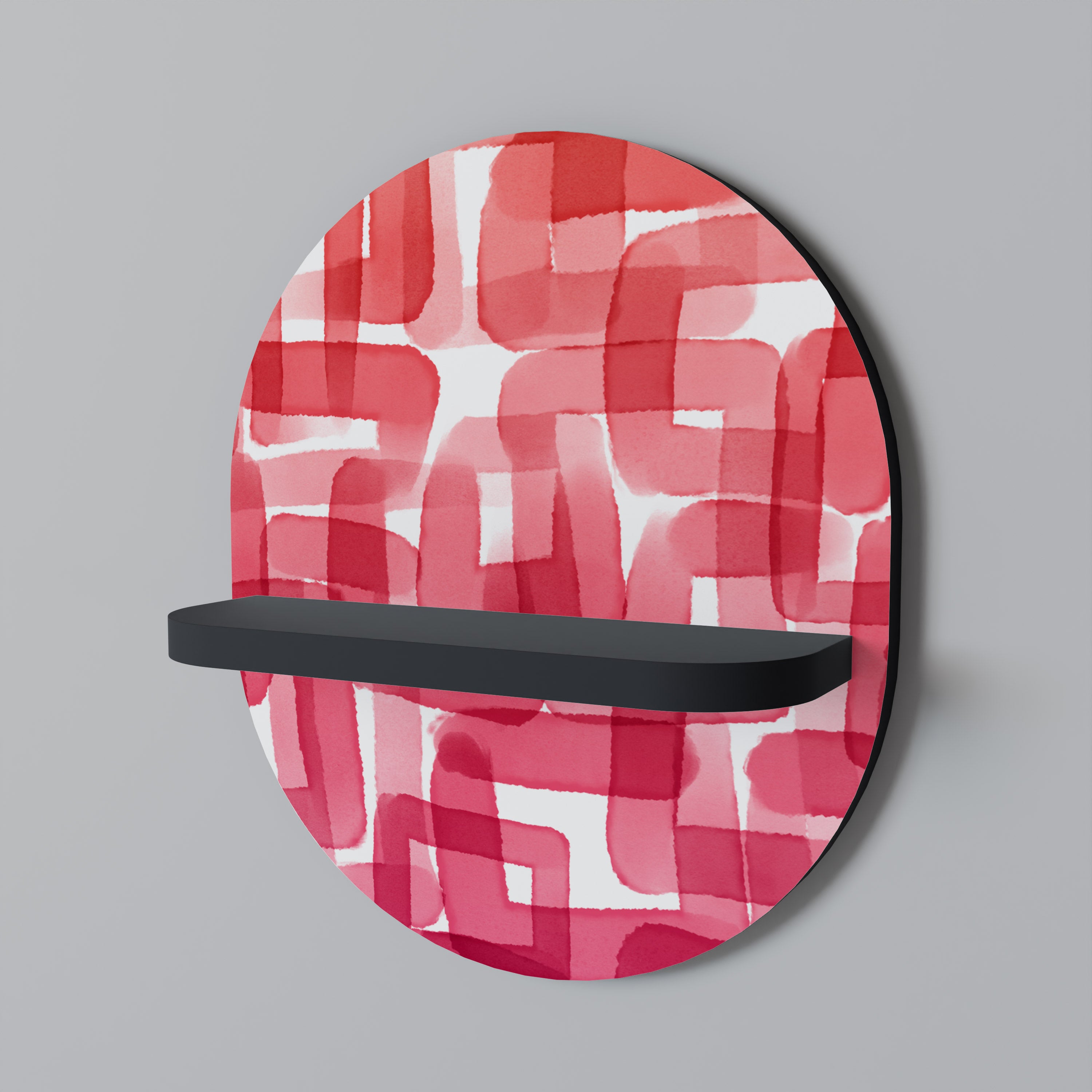 KALEIDOSKOPISK KUBISM Oval konsthylla i svart finish