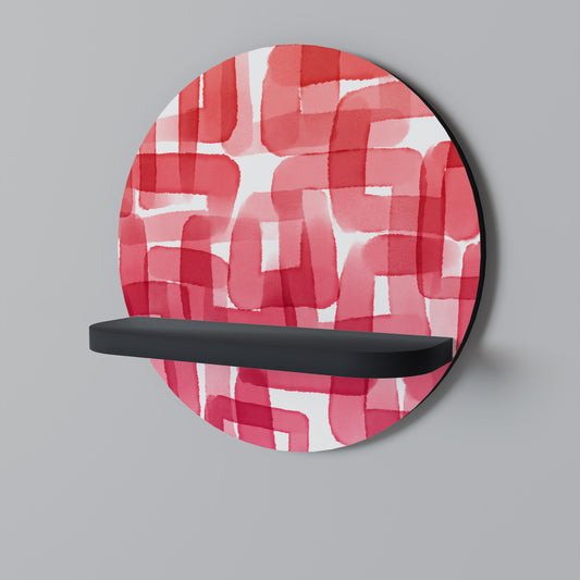 KALEIDOSCOPIC CUBISM Round Art Shelf In Black Finish