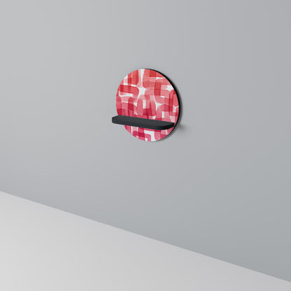 KALEIDOSCOPIC CUBISM Round Art Shelf In Black Finish