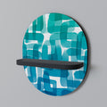 TURQUOISE RECTANGLES Oval Art Shelf In Black Finish