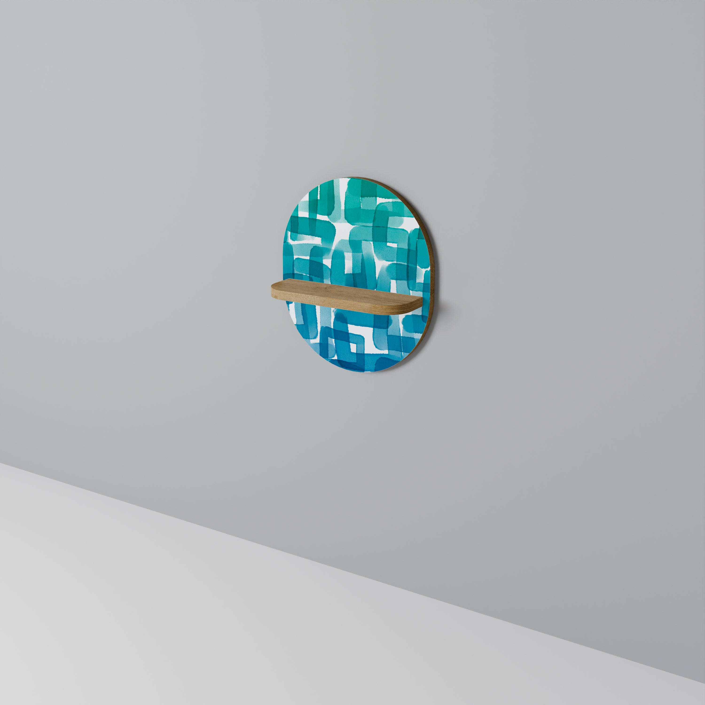 TURKOS REKTANGLAR Oval konsthylla i ekeffekt