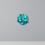 TURQUOISE RECTANGLES Round Art Shelf In Black Finish