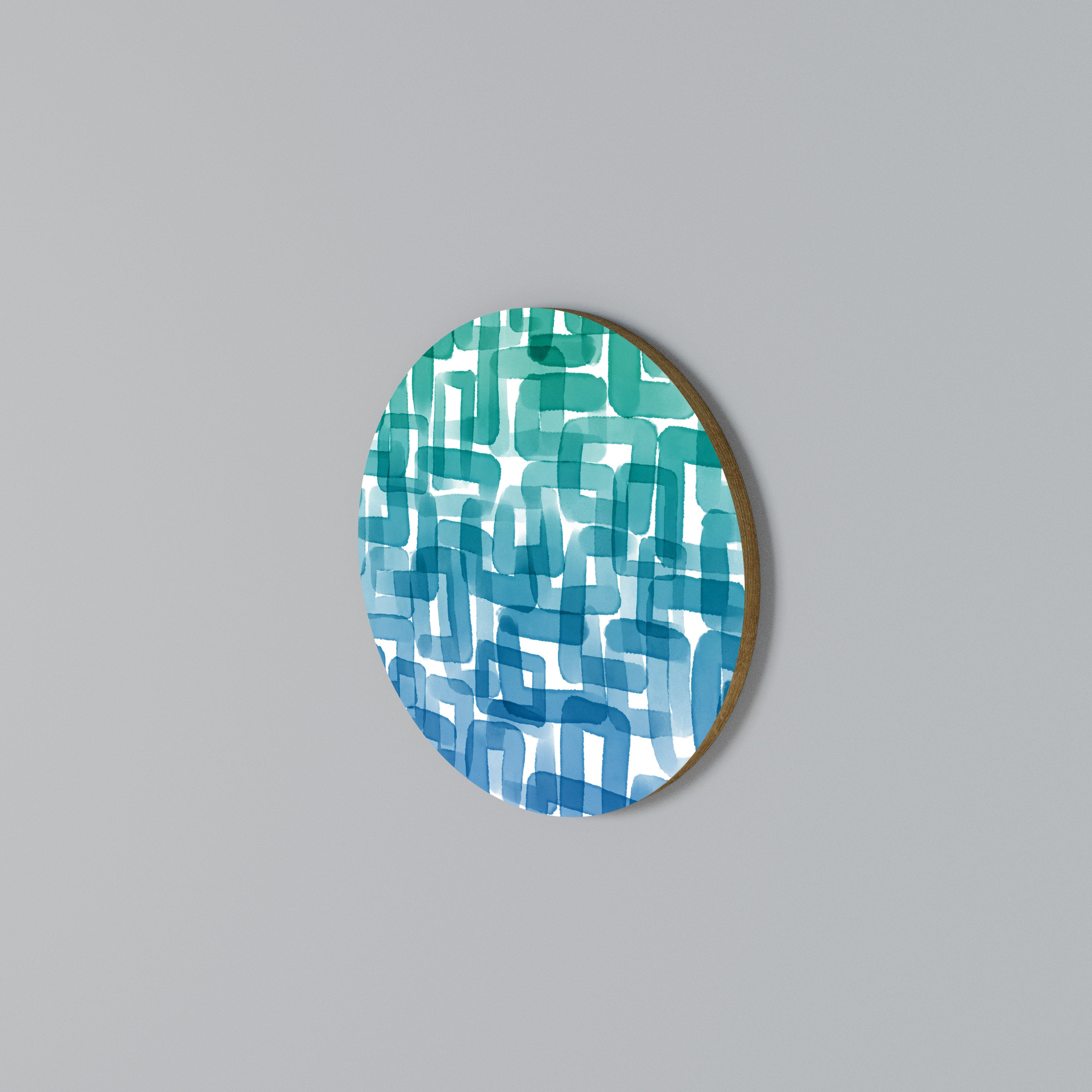 TURQUOISE RECTANGLES Round Wall Art