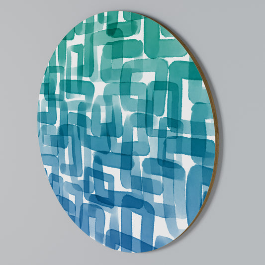 TURQUOISE RECTANGLES Rund väggdekor