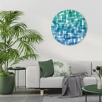 TURQUOISE RECTANGLES Round Wall Art