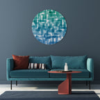 TURQUOISE RECTANGLES Round Wall Art