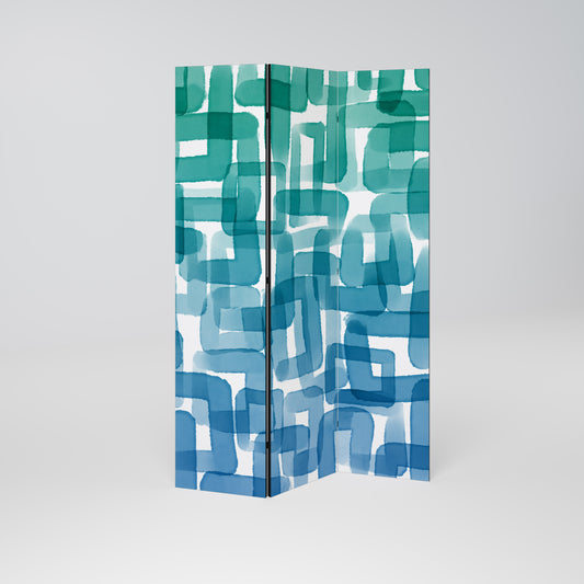 TURQUOISE RECTANGLES Dekorativ rumsavdelare – 3 paneler